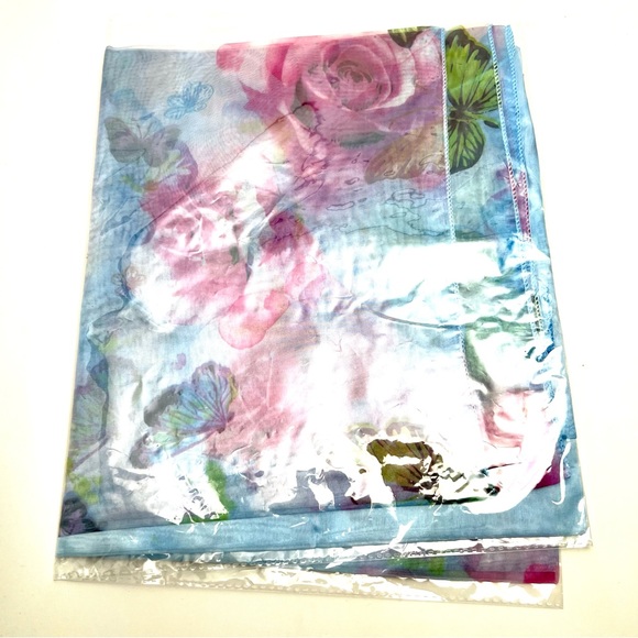NWT 🌸SUMMER PRINT SILK SCARF OVERSIZED CHIFFON WRAP SAGONG PAREO BEACH COVER - Picture 9 of 11
